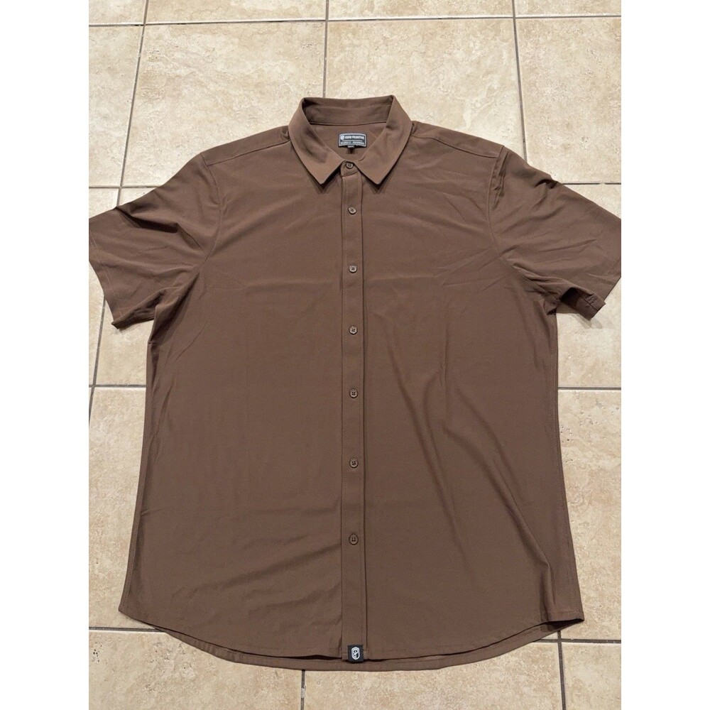 Born Primitive Shirt Mens XXXL Brown Tailored Fit Performance Short Sleeve